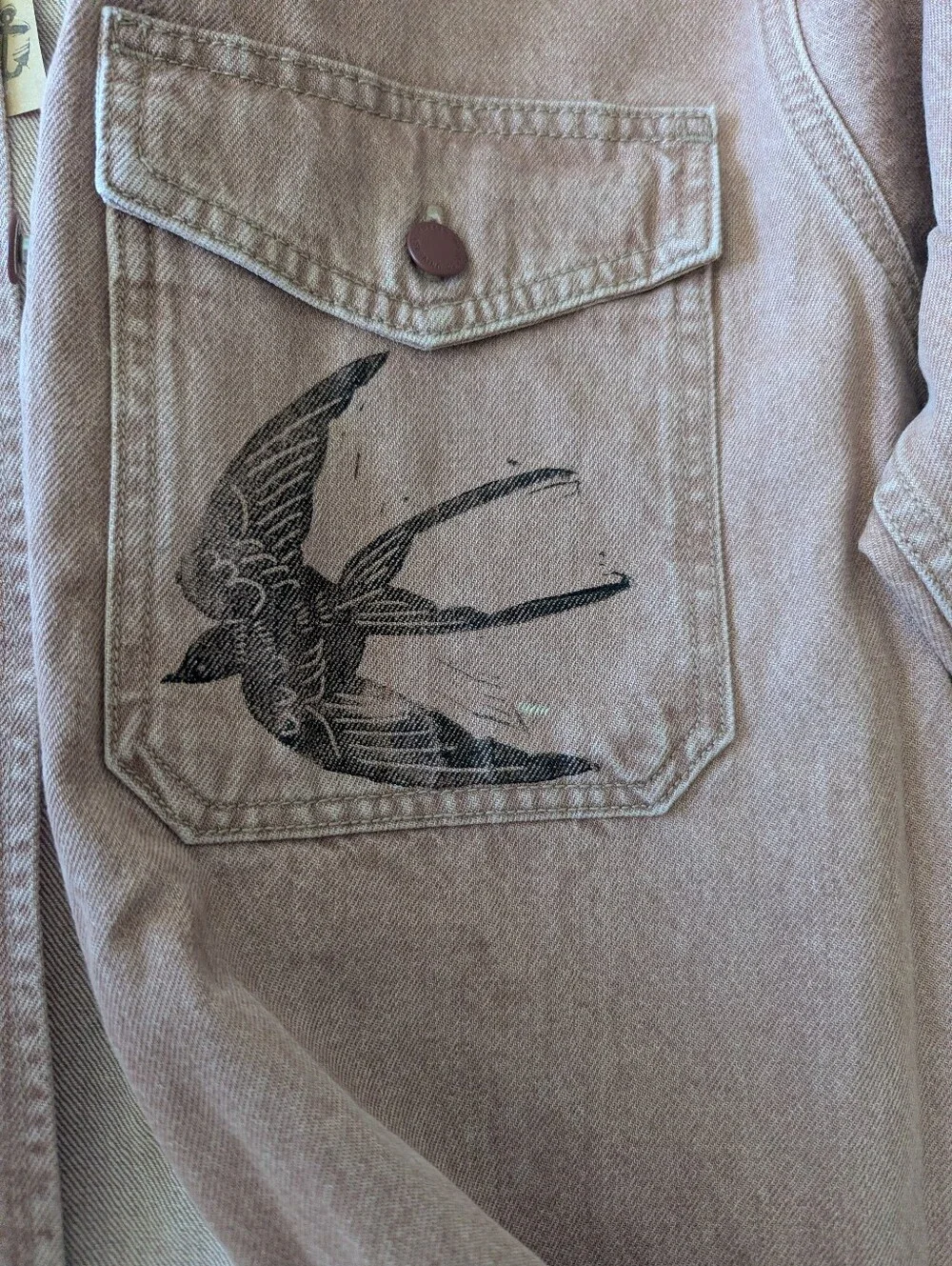 Swallow Bird Block Printed Jacket/Shacket - Picture 5 of 8
